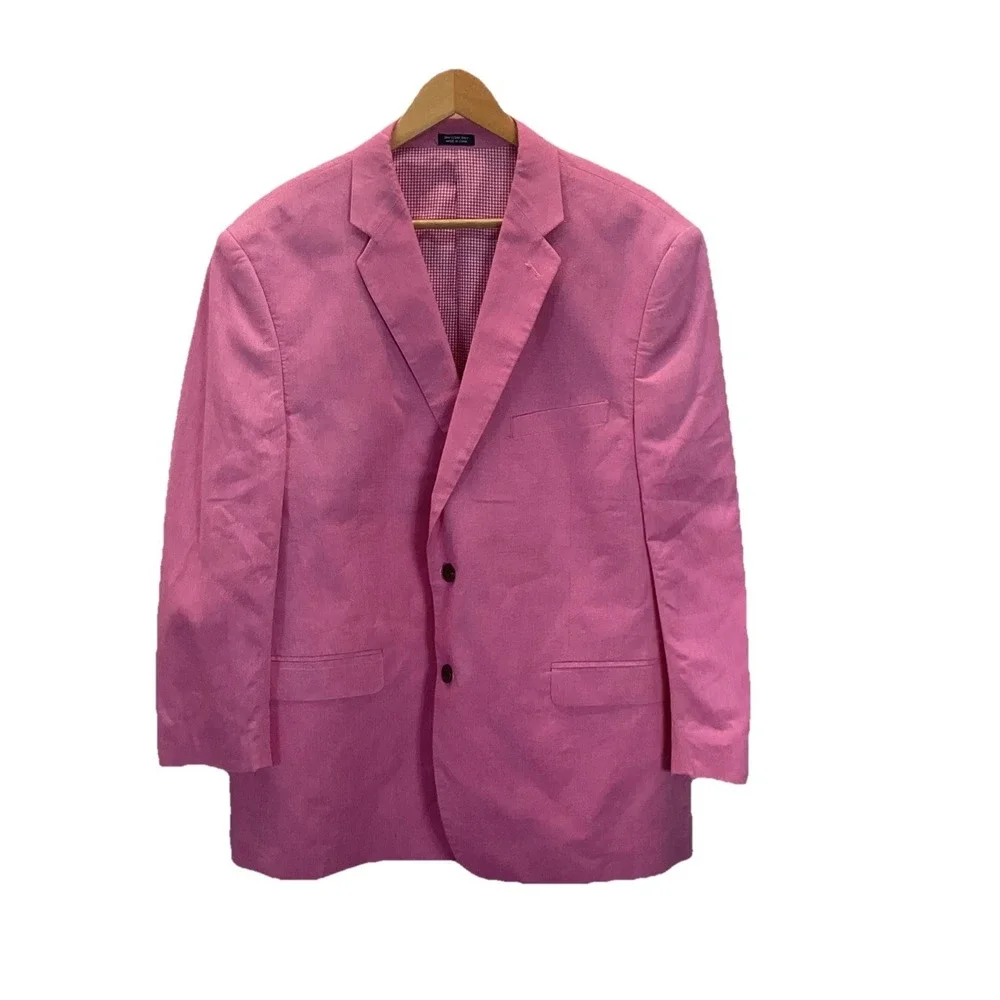 Saddlebred‎ Pink Sport Jacket Blazer Men's Size 44S 2 Button Blazer Preppy